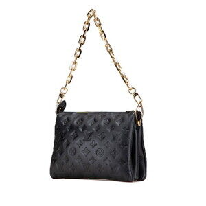 Louis Vuitton Crocodile Leather Monogram Coussin Shoulder Noir Handbag Black